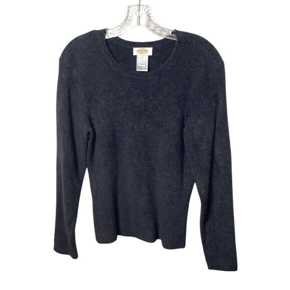 Vintage Talbots Women’s Black Long Sleeve Ribbed Knit Crew Neck Sweater Size M - Picture 5 of 5